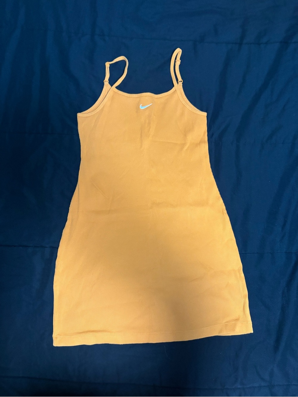 Nike Golden Yellow Ribbed Tank Dress with White Swoosh